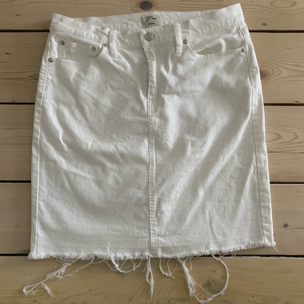 J Crew white denim pencil skirt